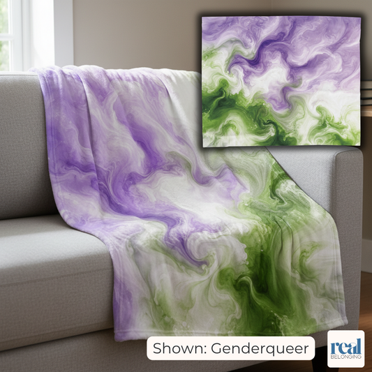 Genderqueer Watercolor Marble Swirl Blanket