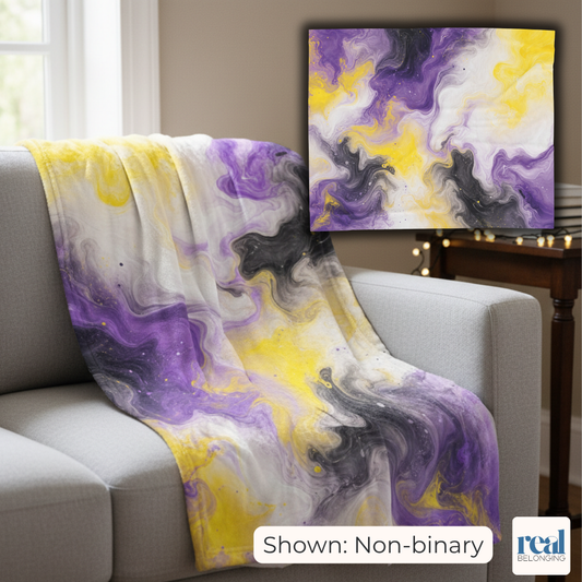 Non-binary Watercolor Marble Swirl Blanket