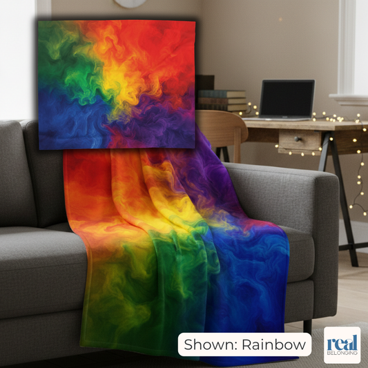Rainbow Watercolor Marble Swirl Blanket