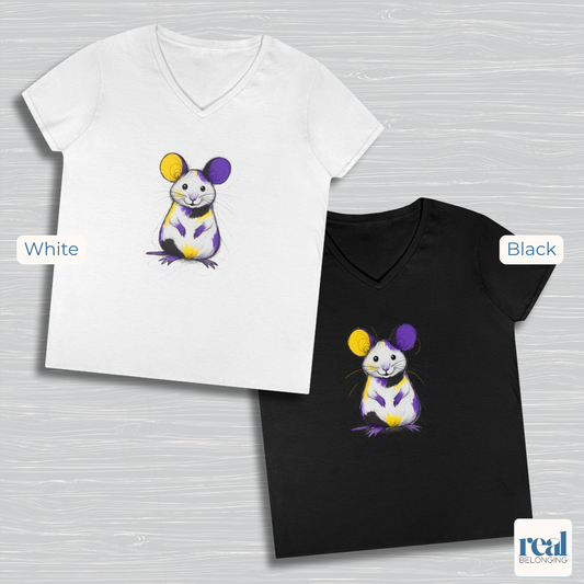 Non-binary Mouse V-neck | Adorable AF