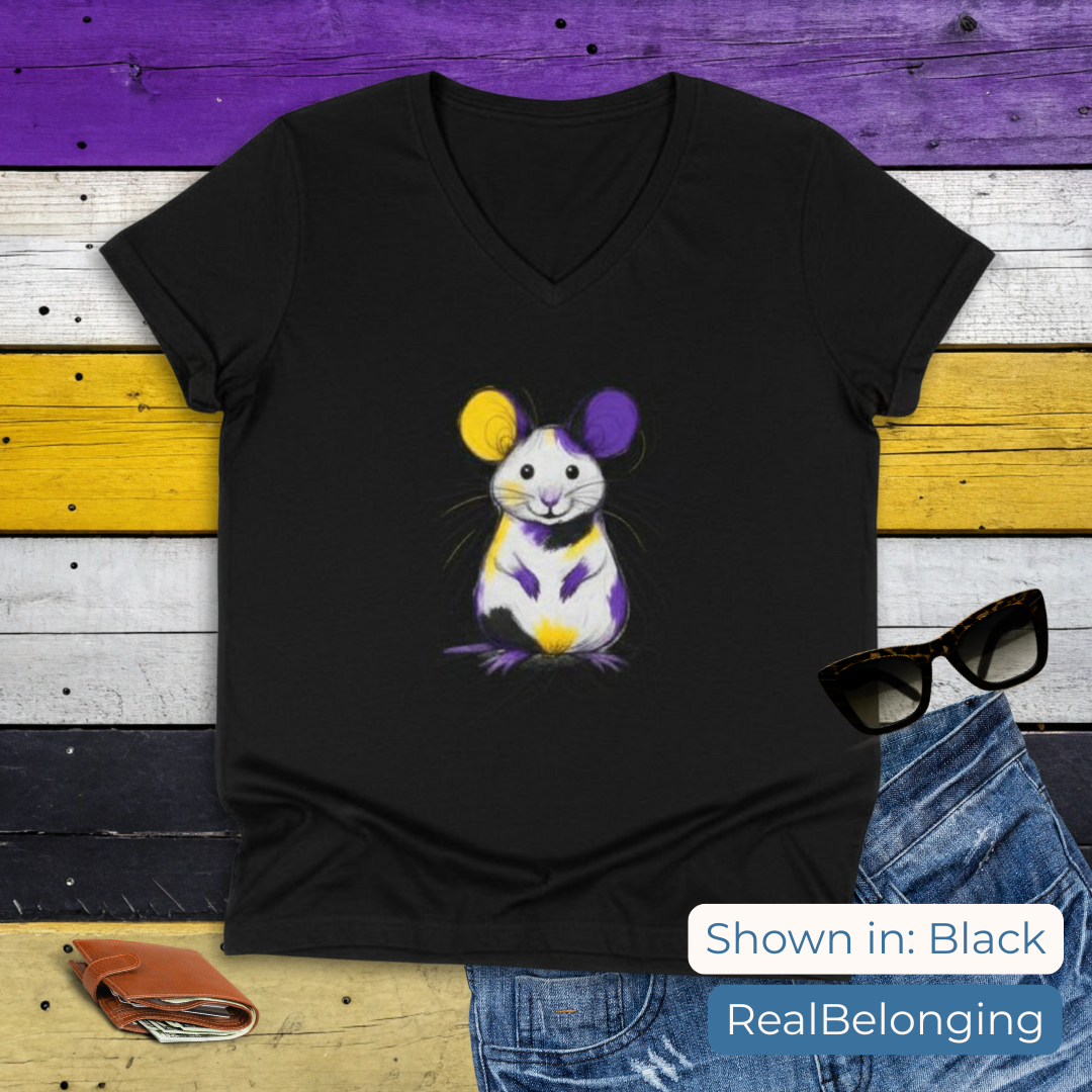 Non-binary Mouse V-neck | Adorable AF