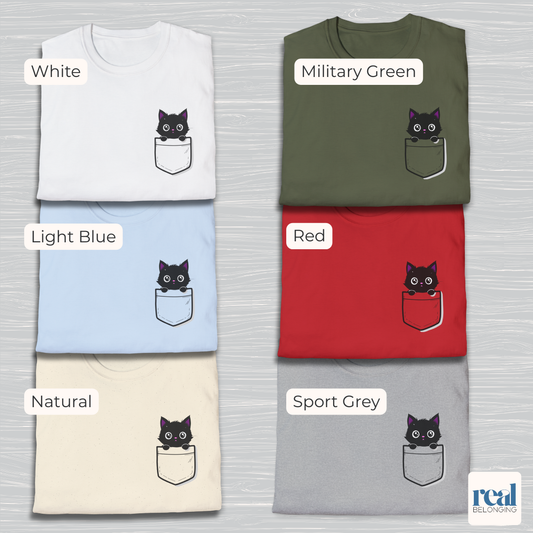 Black Cat Pocket Kitty T-shirt