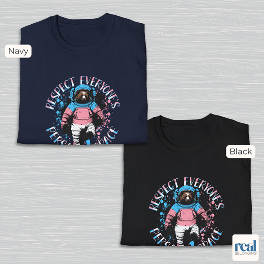 Respect Everyone’s Personal Space Trans Pride Astronaut Bear Shirt