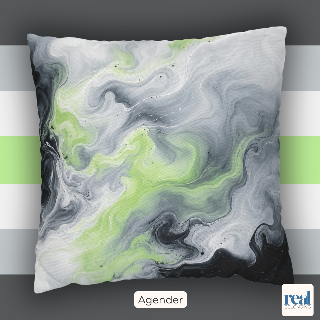 Agender Watercolor Marble Swirl Throw Pillowcase