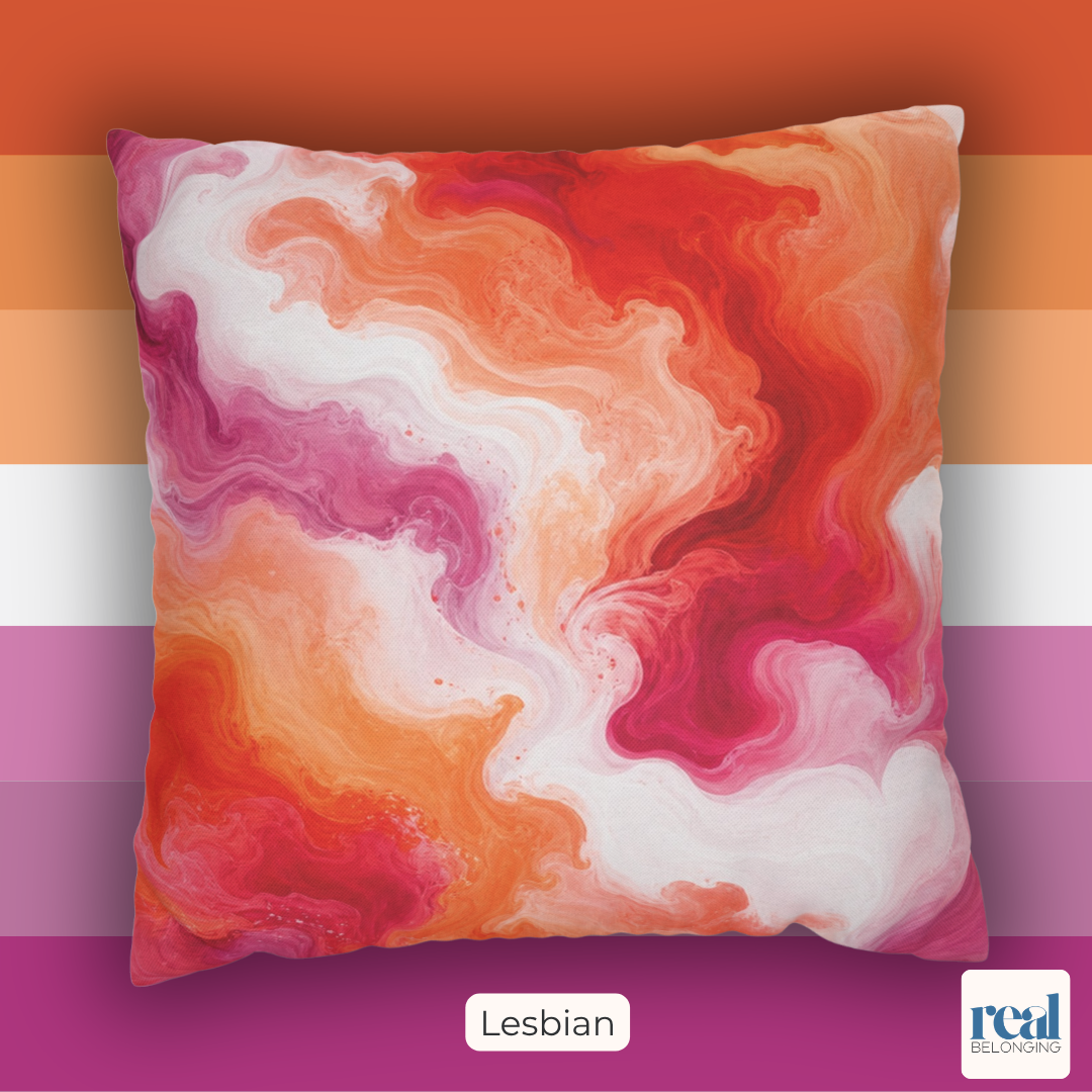 Lesbian Watercolor Marble Swirl Throw Pillowcase