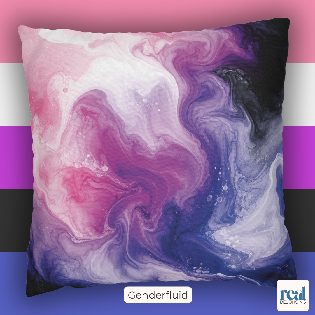 Genderfluid Watercolor Marble Swirl Throw Pillowcase