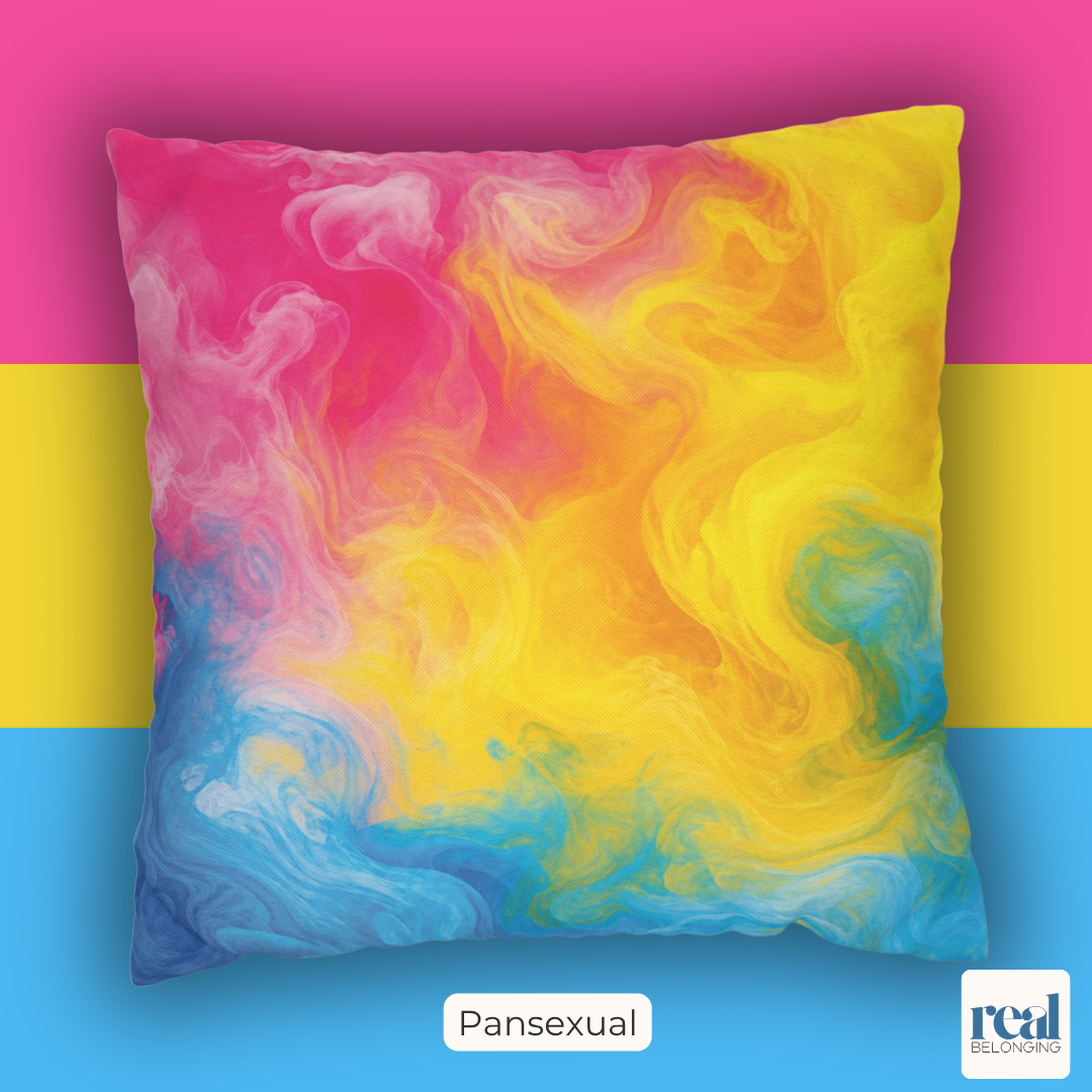 Pansexual Watercolor Marble Swirl Throw Pillowcase