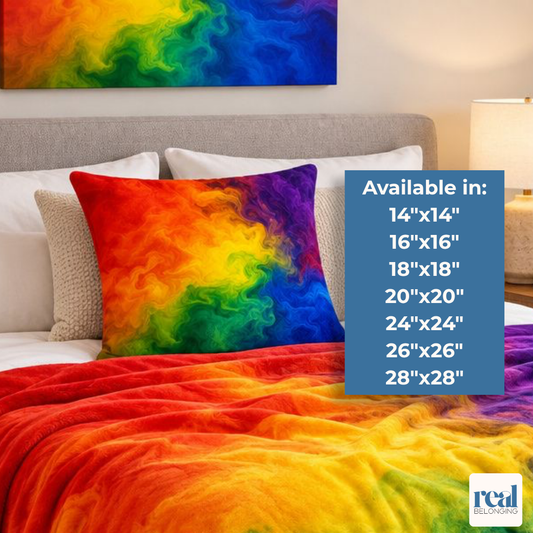Rainbow Watercolor Marble Swirl Throw Pillowcase