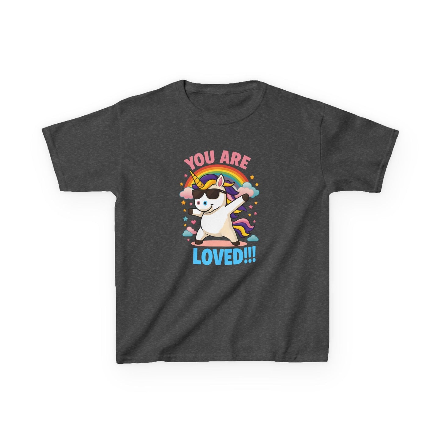 Kids clothes Dark Heather / XS You Are Loved Unicorn T-shirt for Kids