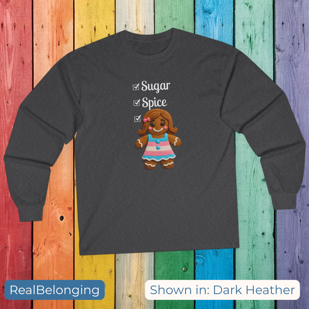 Long-sleeve Dark Heather / S Sugar, Spice & Everything Nice Gingerbread Long-sleeve