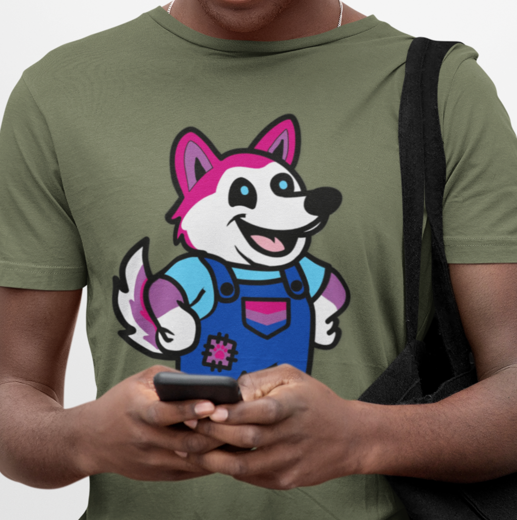 Printify T-Shirt Adorable AF Bisexual Husky Dog T-Shirt – Pride Graphic Tee in 6 Colors