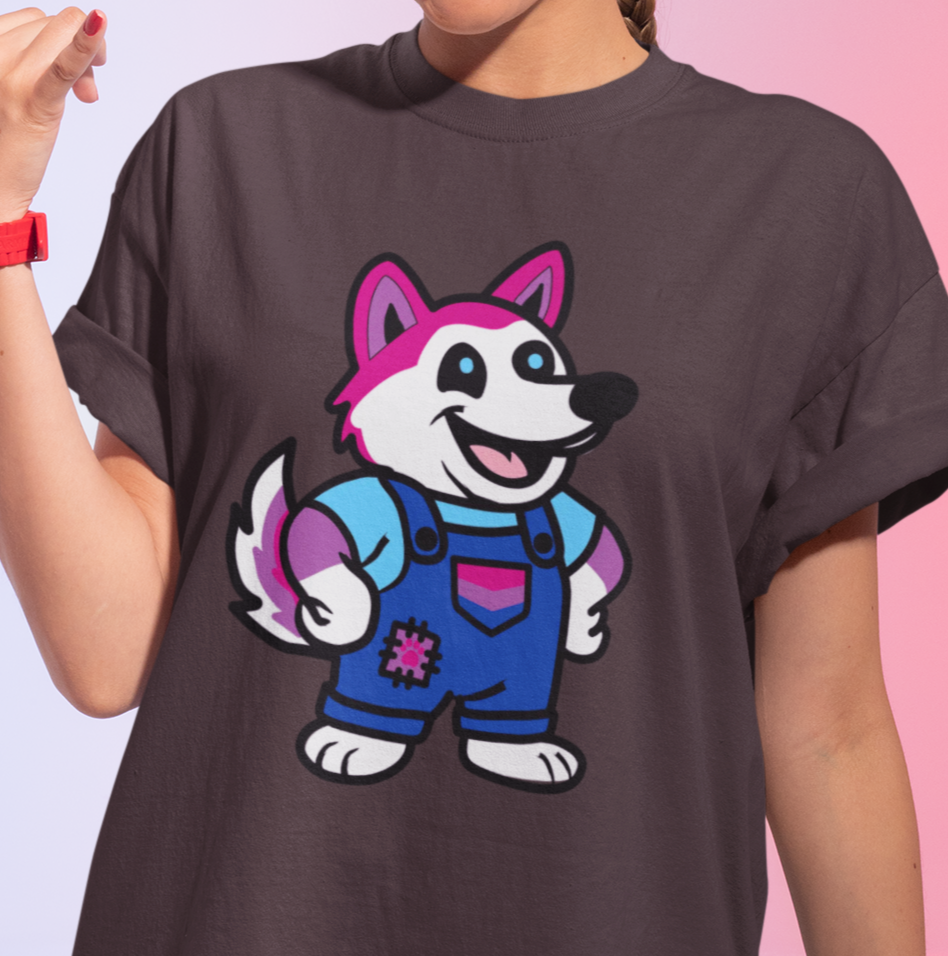 Printify T-Shirt Adorable AF Bisexual Husky Dog T-Shirt – Pride Graphic Tee in 6 Colors
