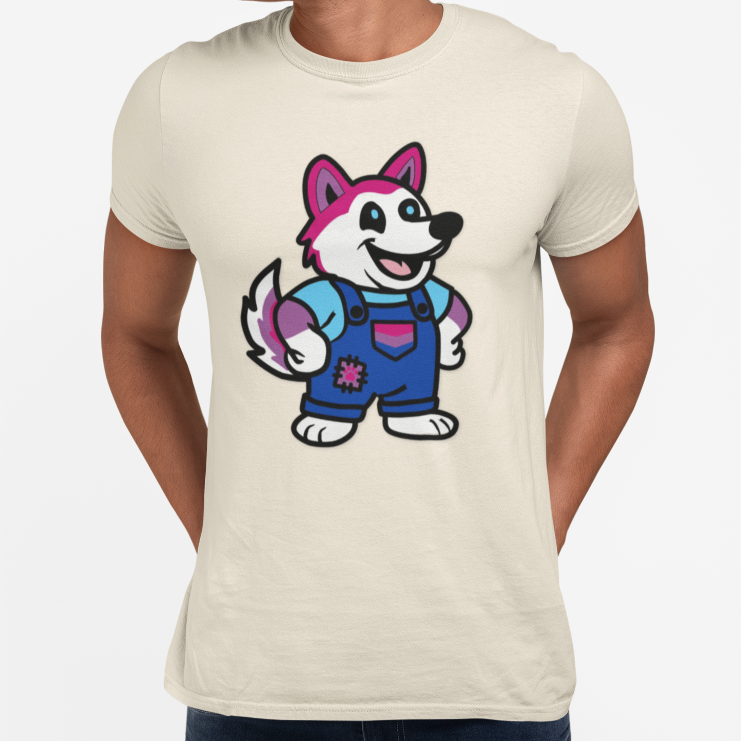 Printify T-Shirt Adorable AF Bisexual Husky Dog T-Shirt – Pride Graphic Tee in 6 Colors