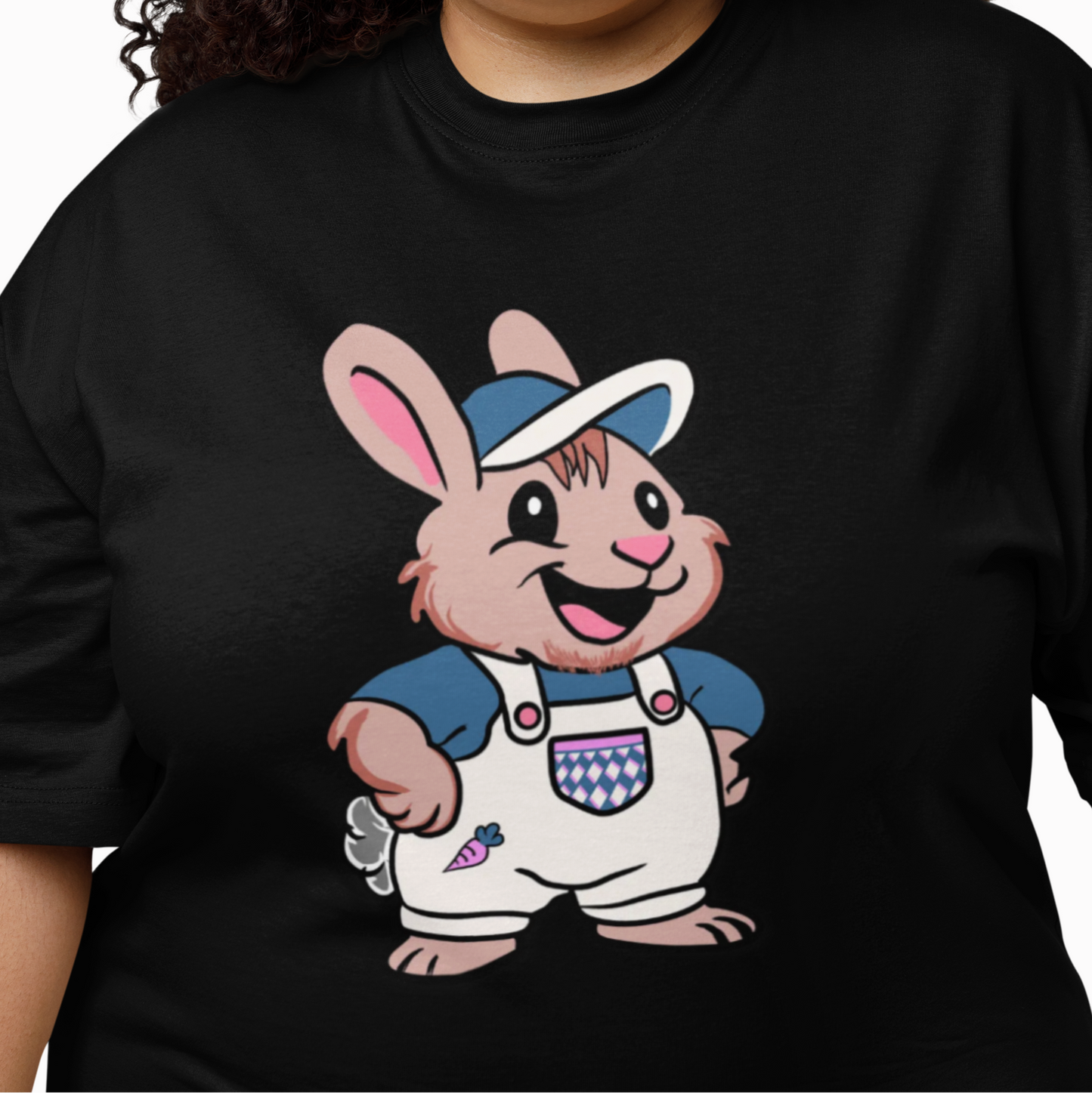 Real Belonging T-Shirt Adorable AF Fat Rabbit T-Shirt | Puberty Bunny in Overalls | Inclusive Queer & Transmasc Shirt