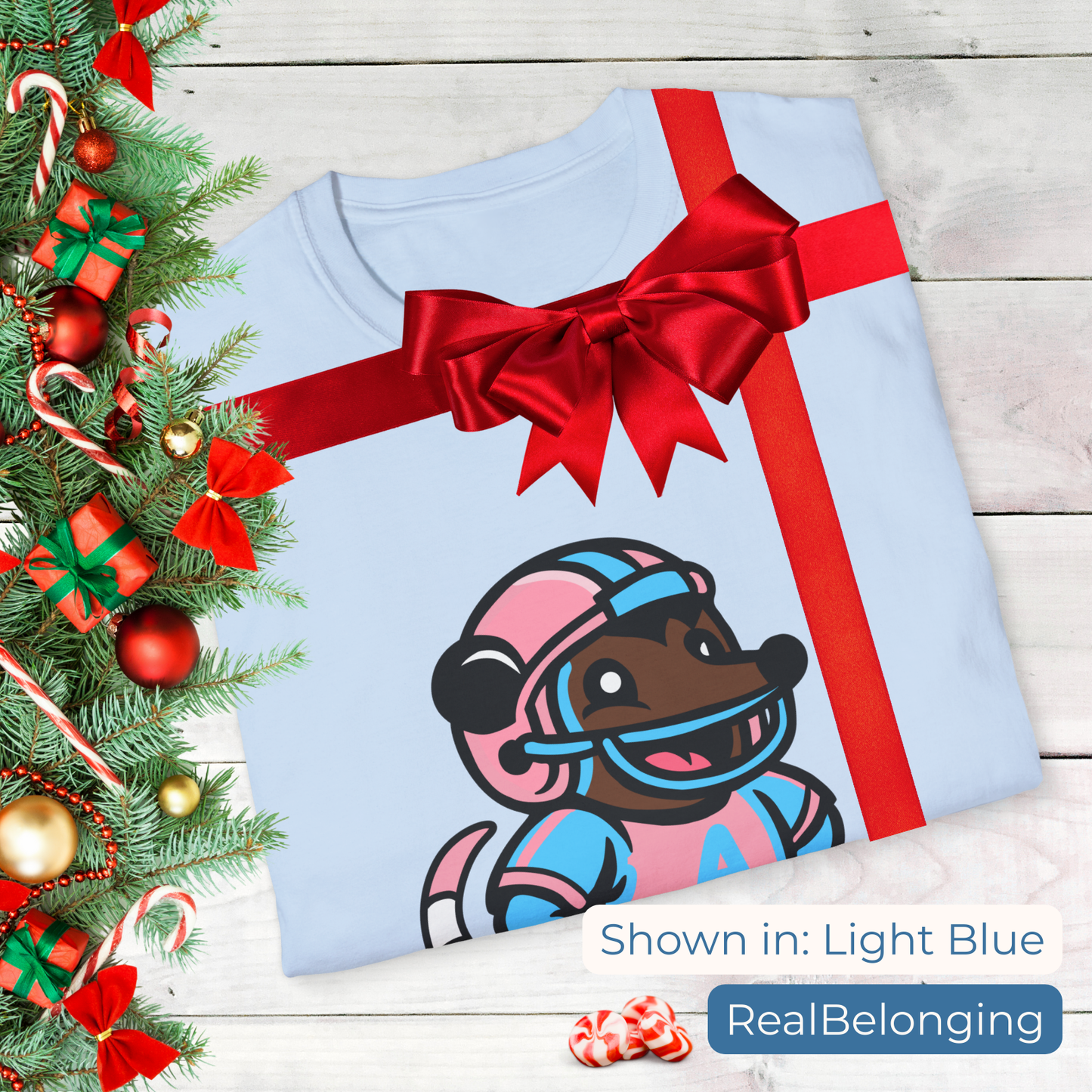 Real Belonging T-Shirt Adorable AF Football Possum T-Shirt | 4 Fur Color Choices | Team Trans
