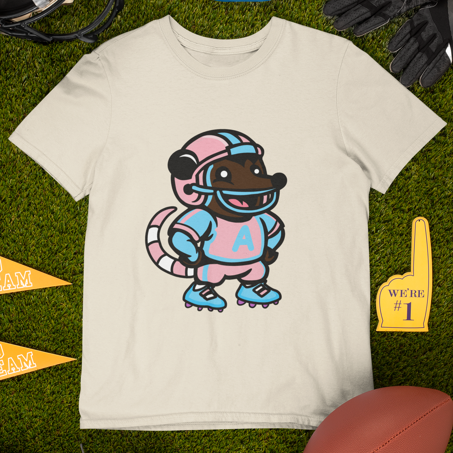 Real Belonging T-Shirt Adorable AF Football Possum T-Shirt | Team Trans