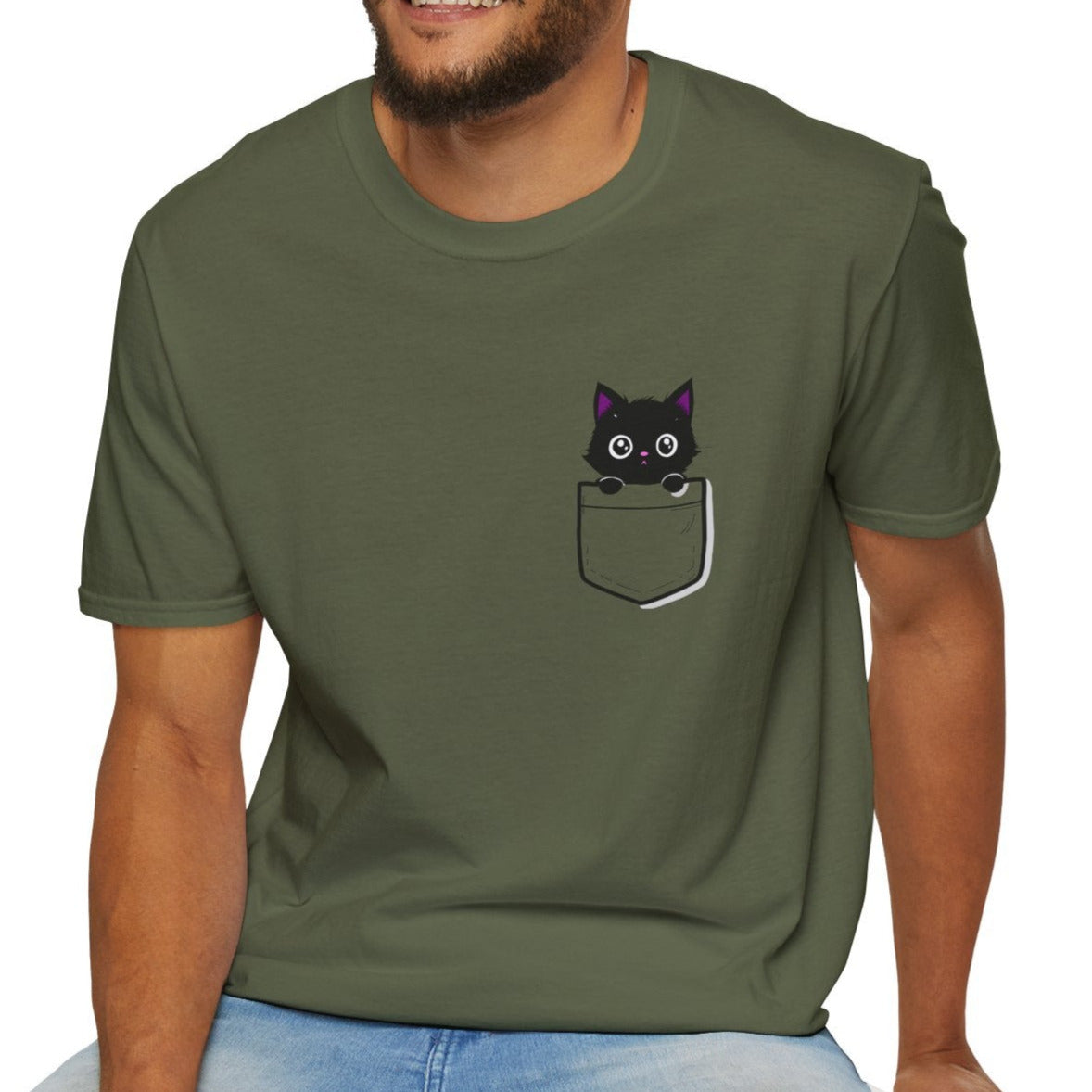 Real Belonging T-Shirt Black Cat Pocket Kitty T-shirt