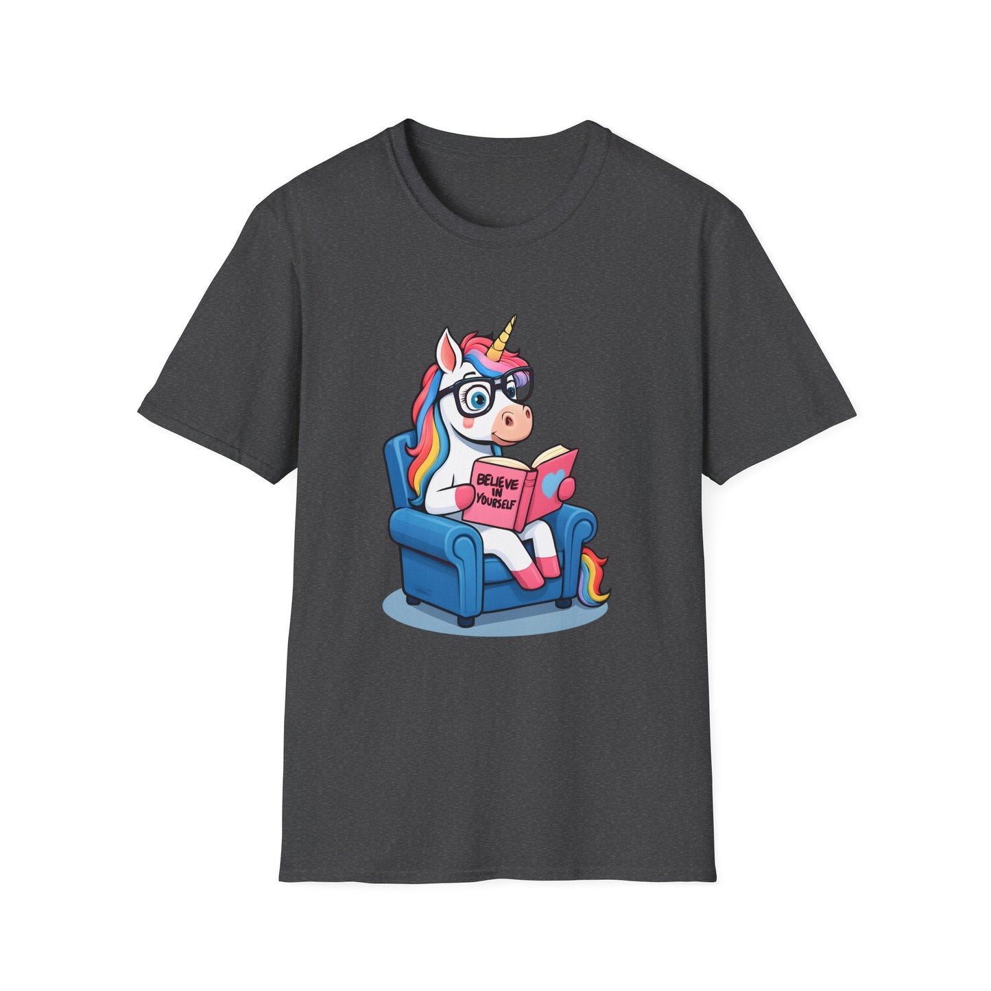 Real Belonging T-Shirt Dark Heather / S Unicorn Believe in Yourself Reading T-Shirt