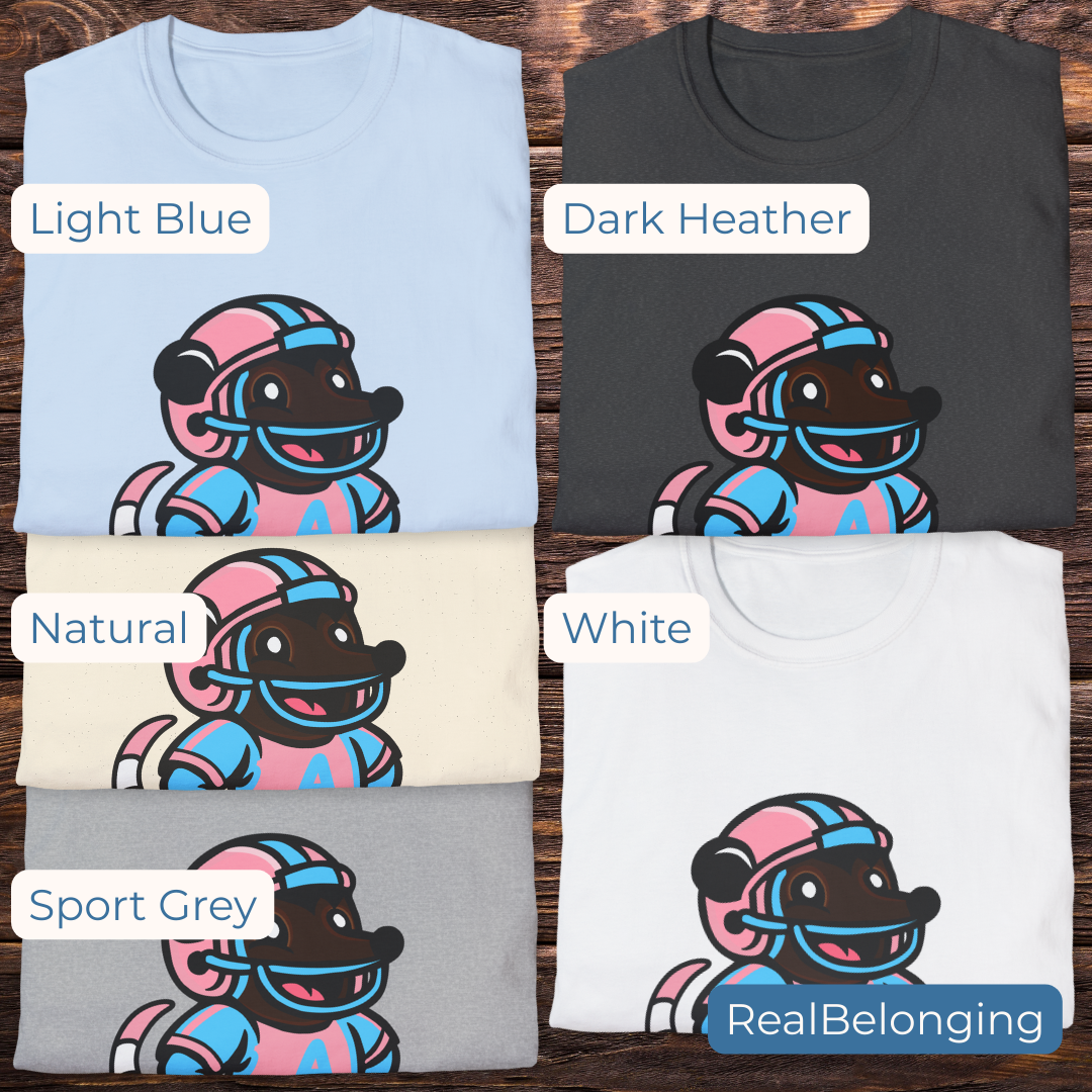 Real Belonging T-Shirt Light Blue / S / Dark Brown Adorable AF Football Possum T-Shirt | 4 Fur Color Choices | Team Trans