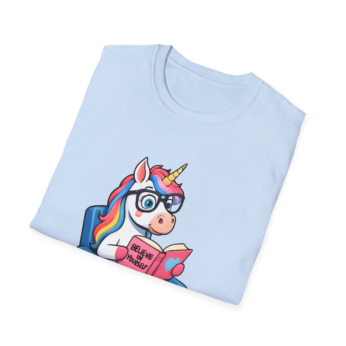 Real Belonging T-Shirt Light Blue / S Unicorn Believe in Yourself Reading T-Shirt