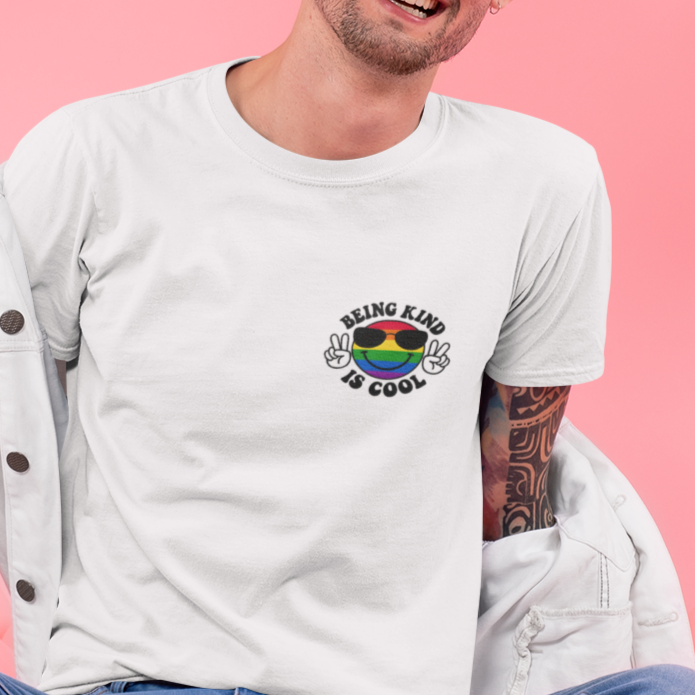Real Belonging T-Shirt Rainbow Happy Face “Being Kind Is Cool” T-Shirt
