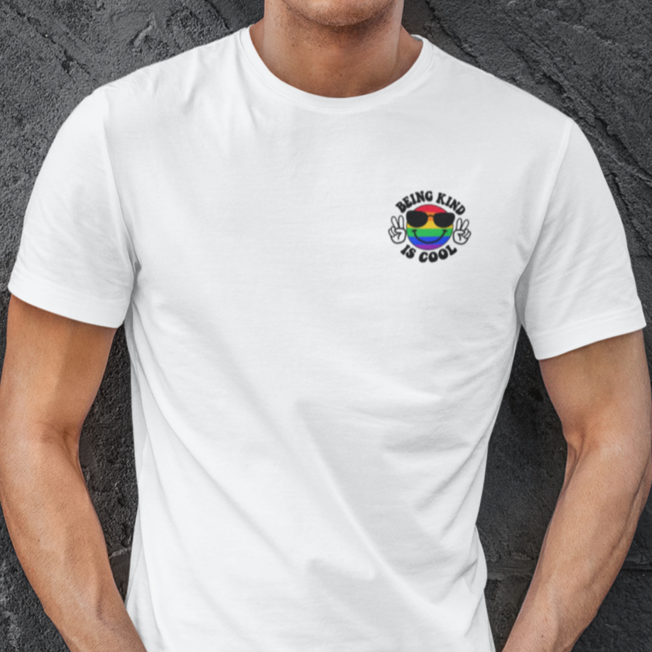 Real Belonging T-Shirt Rainbow Happy Face “Being Kind Is Cool” T-Shirt