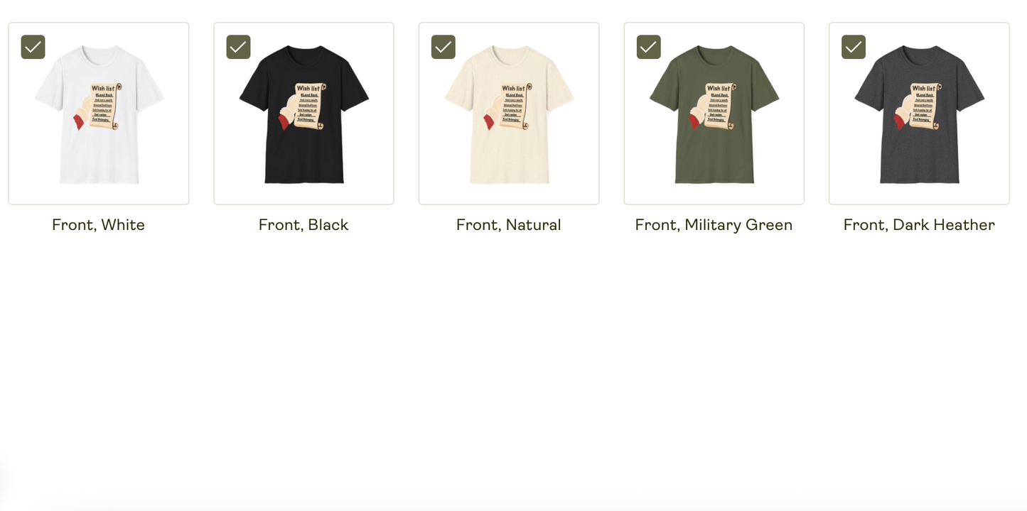 Real Belonging T-Shirt Santa’s Wishlist T-Shirt – #LandBack, Justice & Care for All