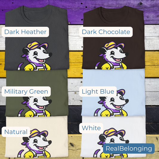 T-Shirt Adorable AF Non-Binary Possum Pride T-Shirt | Hillbilly Queer Critter