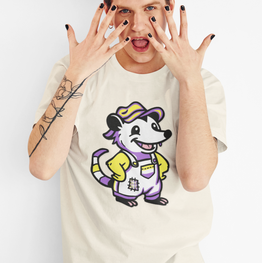 T-Shirt Adorable AF Non-Binary Possum Pride T-Shirt | Hillbilly Queer Critter