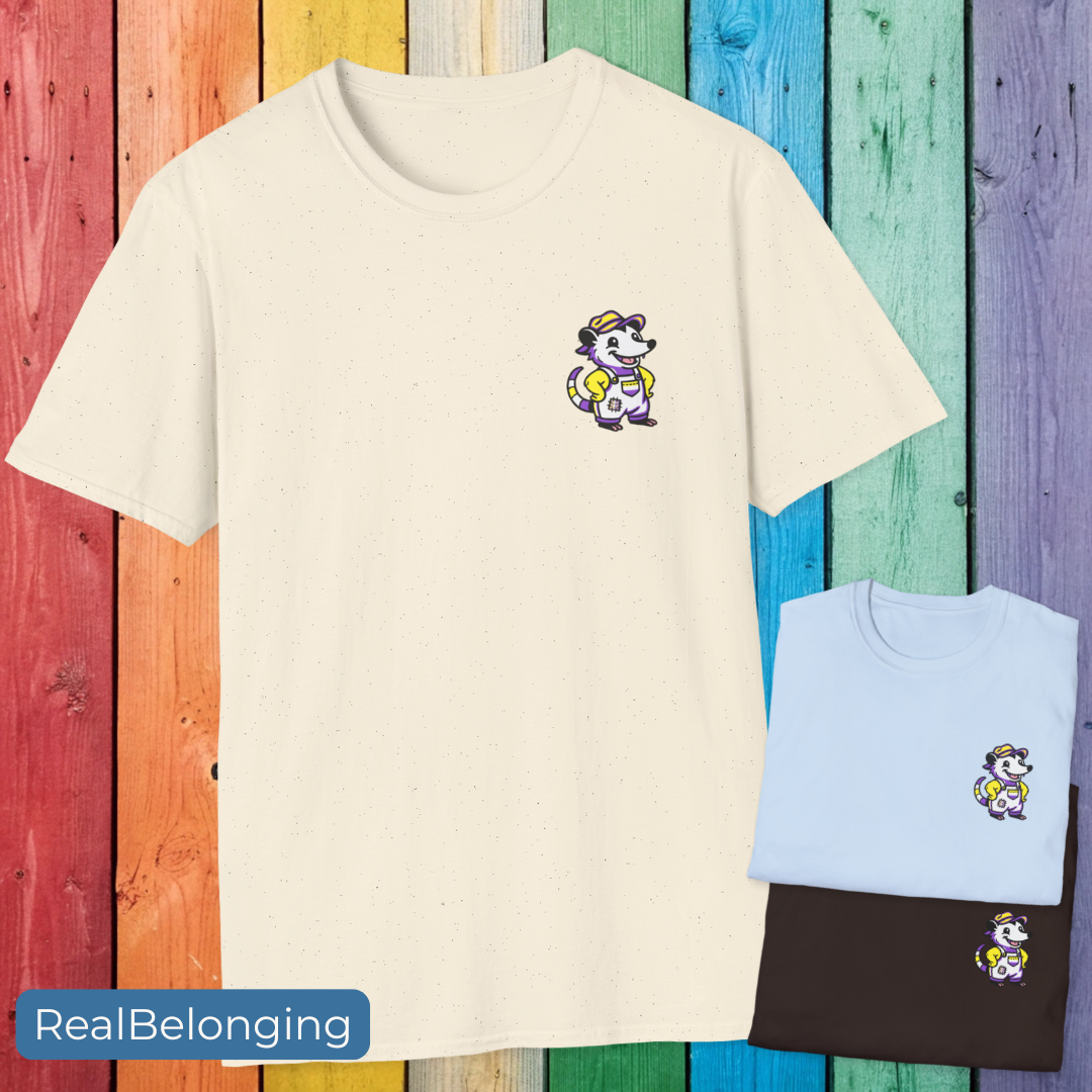 T-Shirt Adorable AF Non-Binary Possum Pride T-Shirt | Hillbilly Queer Critter