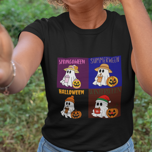 T-Shirt Black / S Four Seasons Year-Round Halloween Ghost T-Shirt