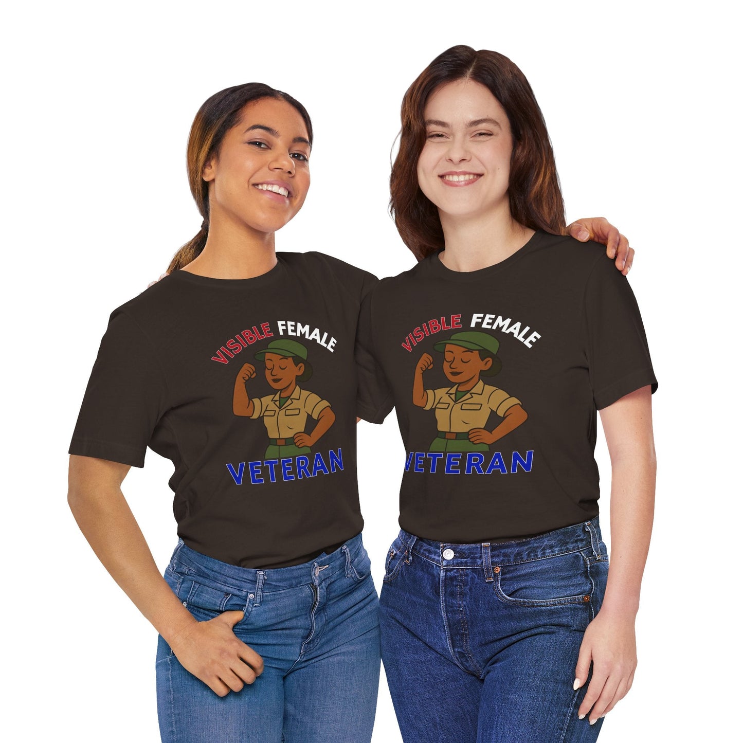 T-Shirt Brown / S Visible Female Veteran | Bella+Canvas 3001 Soft T-shirt
