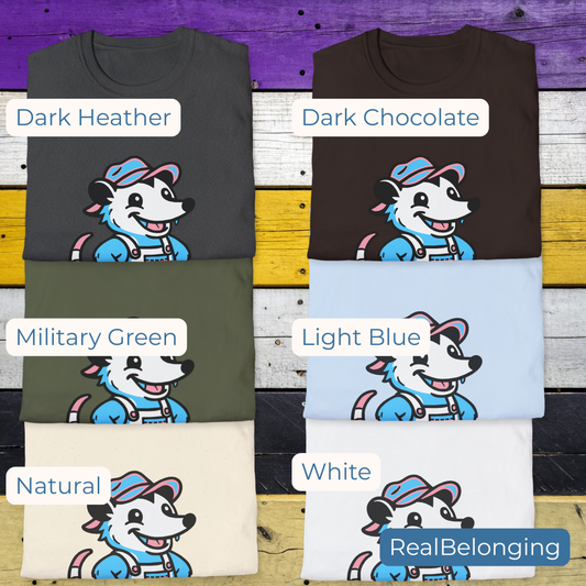 T-Shirt Dark Chocolate / S / 12" Adorable AF Transgender Possum Pride T-Shirt | Hillbilly Queer Critter