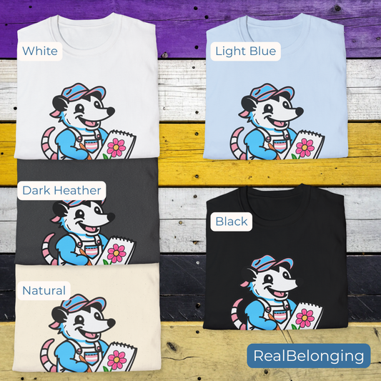 T-Shirt Light Blue / S Adorable AF Trans Possum Drawing Artist