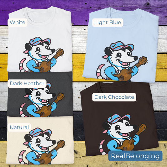 T-Shirt Light Blue / S Adorable AF Trans Possum Guitar