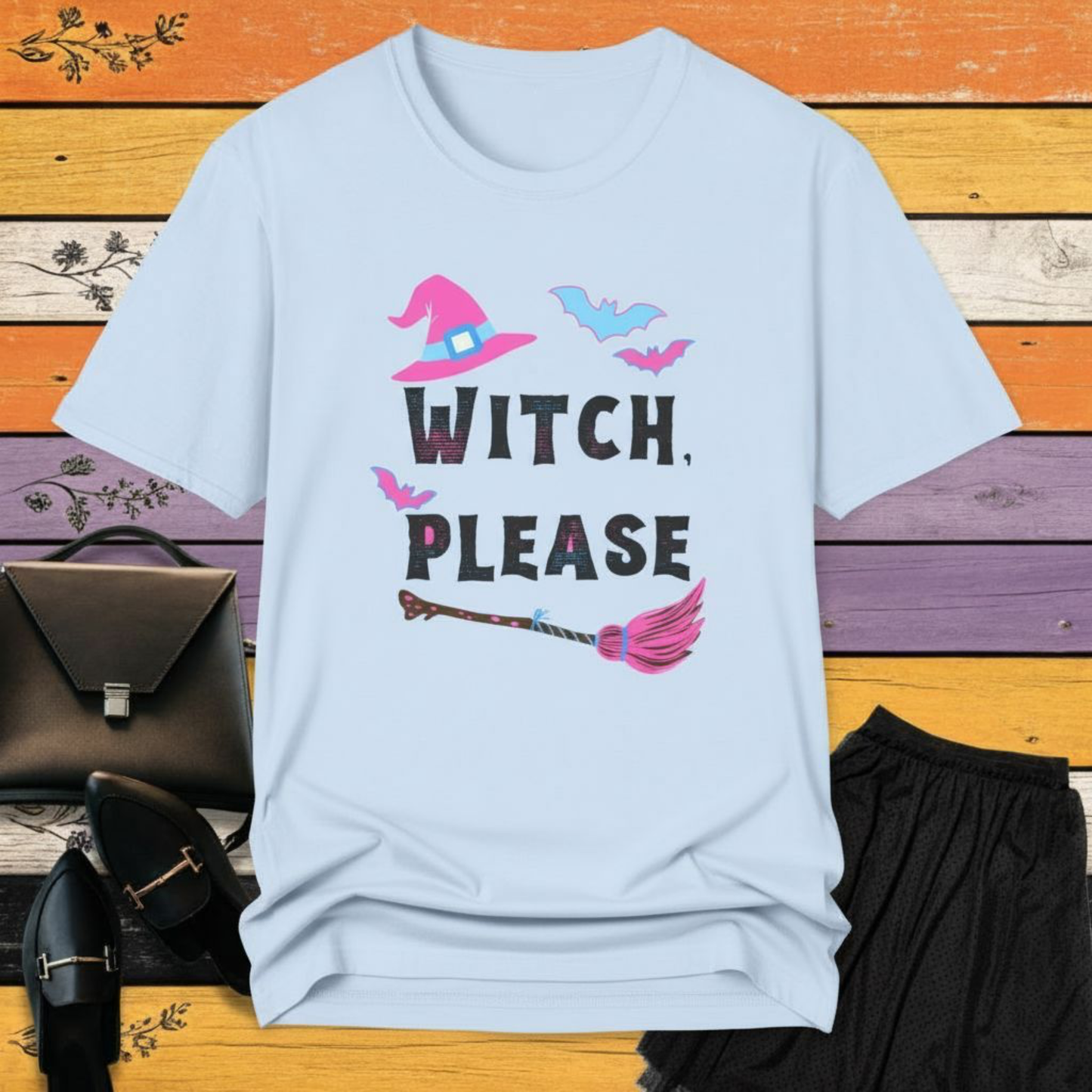 T-Shirt Light Blue / S Witch Please Pink & Blue Halloween T-shirt