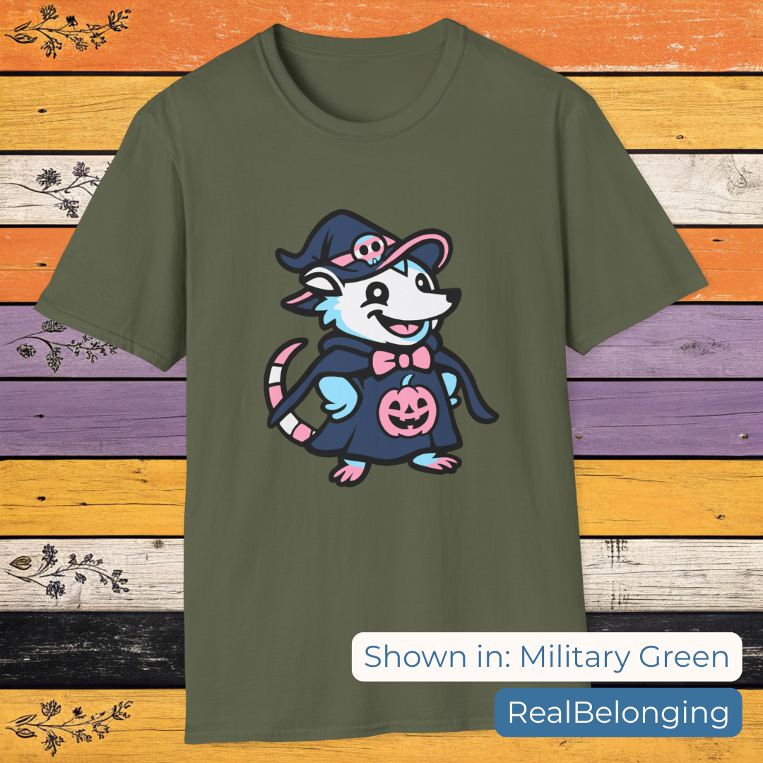 T-Shirt Military Green / S Adorable AF Transgender Witch Possum T-shirt