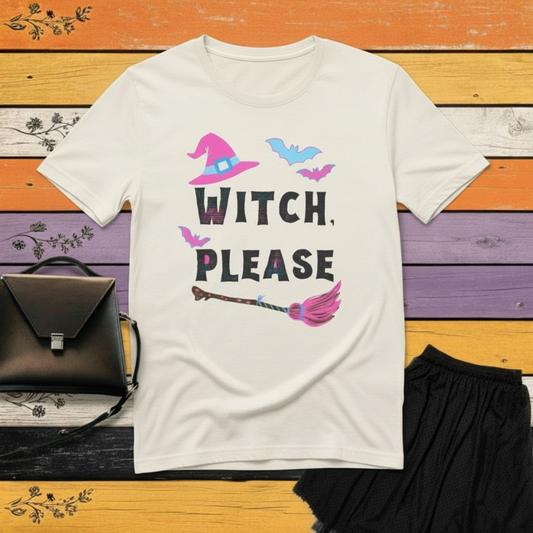 T-Shirt Natural / S Witch Please Pink & Blue Halloween T-shirt
