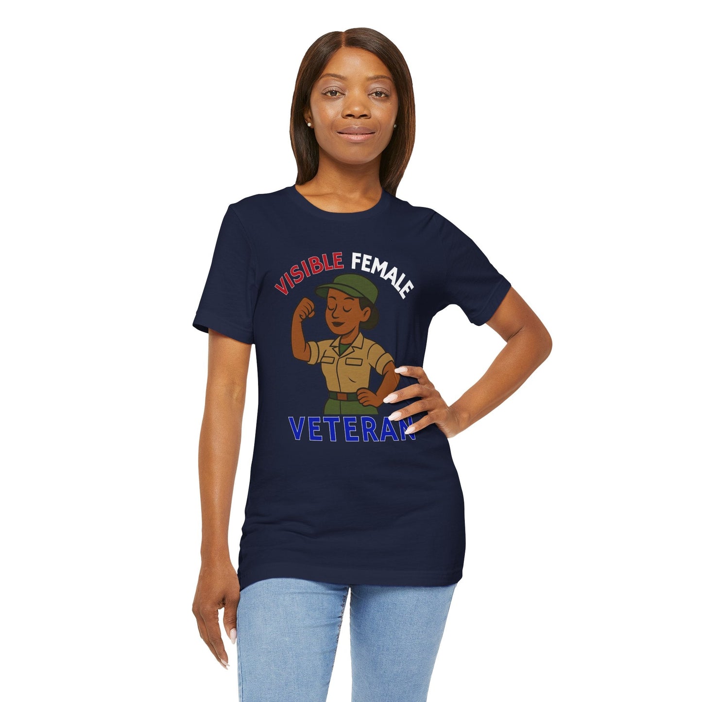 T-Shirt Navy / S Visible Female Veteran | Bella+Canvas 3001 Soft T-shirt