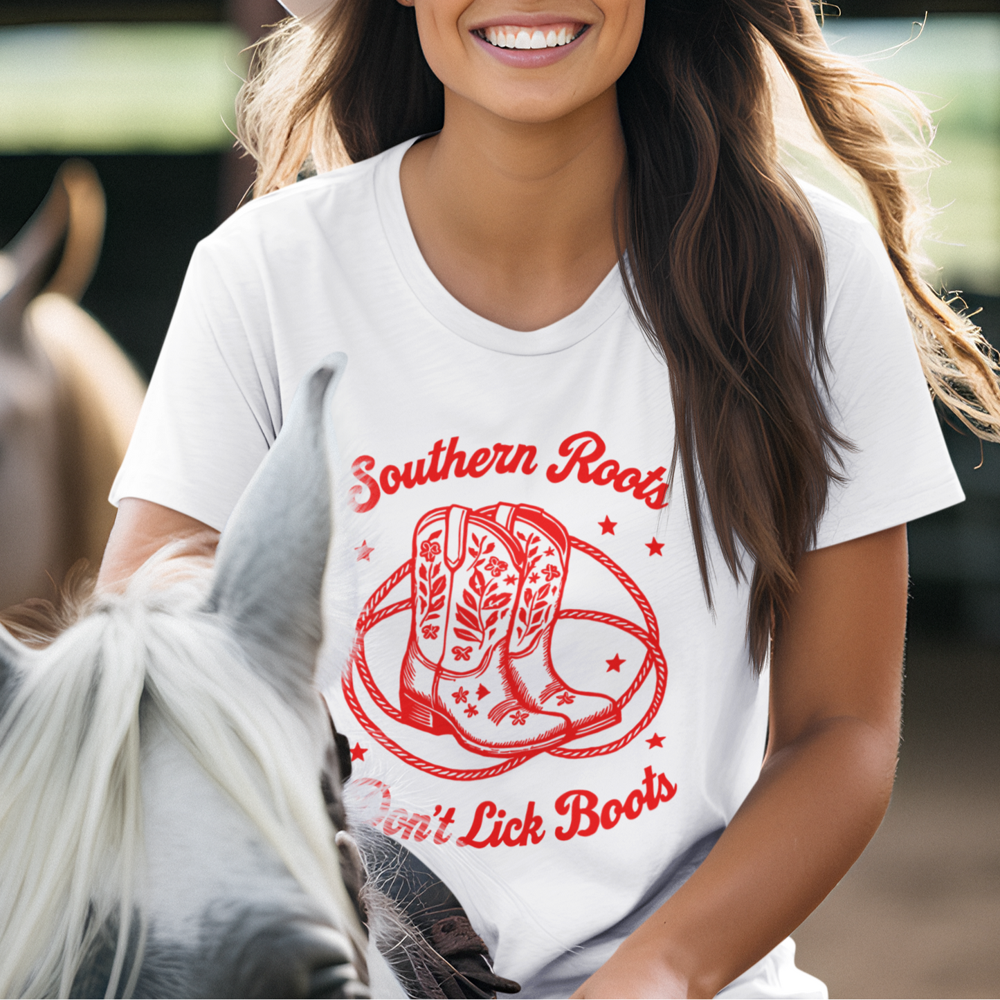 T-Shirt S / White Southern Roots Don't Lick Boots T-shirt