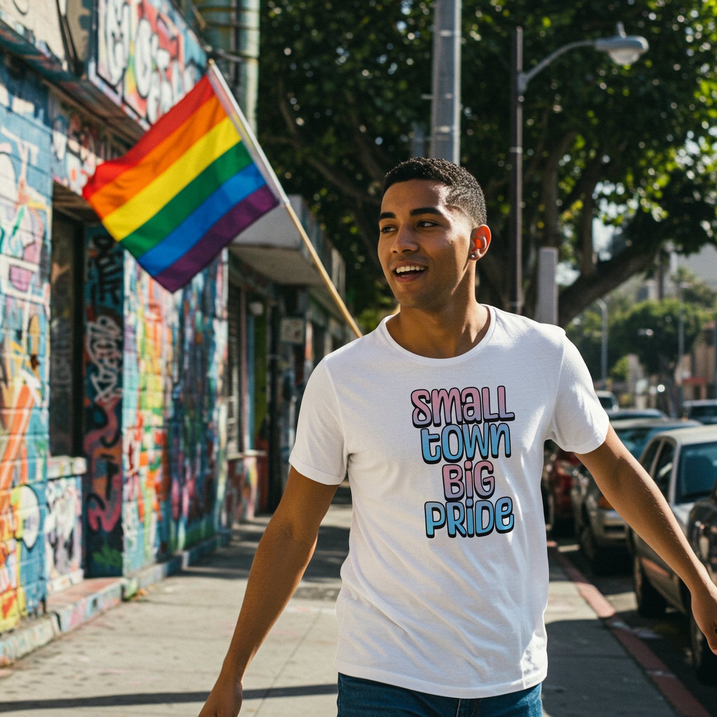 T-Shirt Small Town Big Pride | Transgender Pride T-shirt