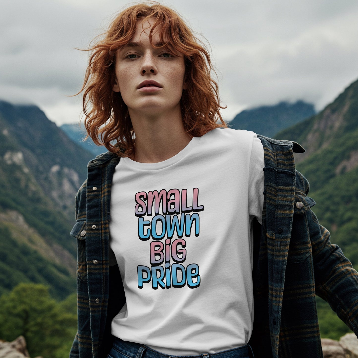 T-Shirt Small Town Big Pride | Transgender Pride T-shirt