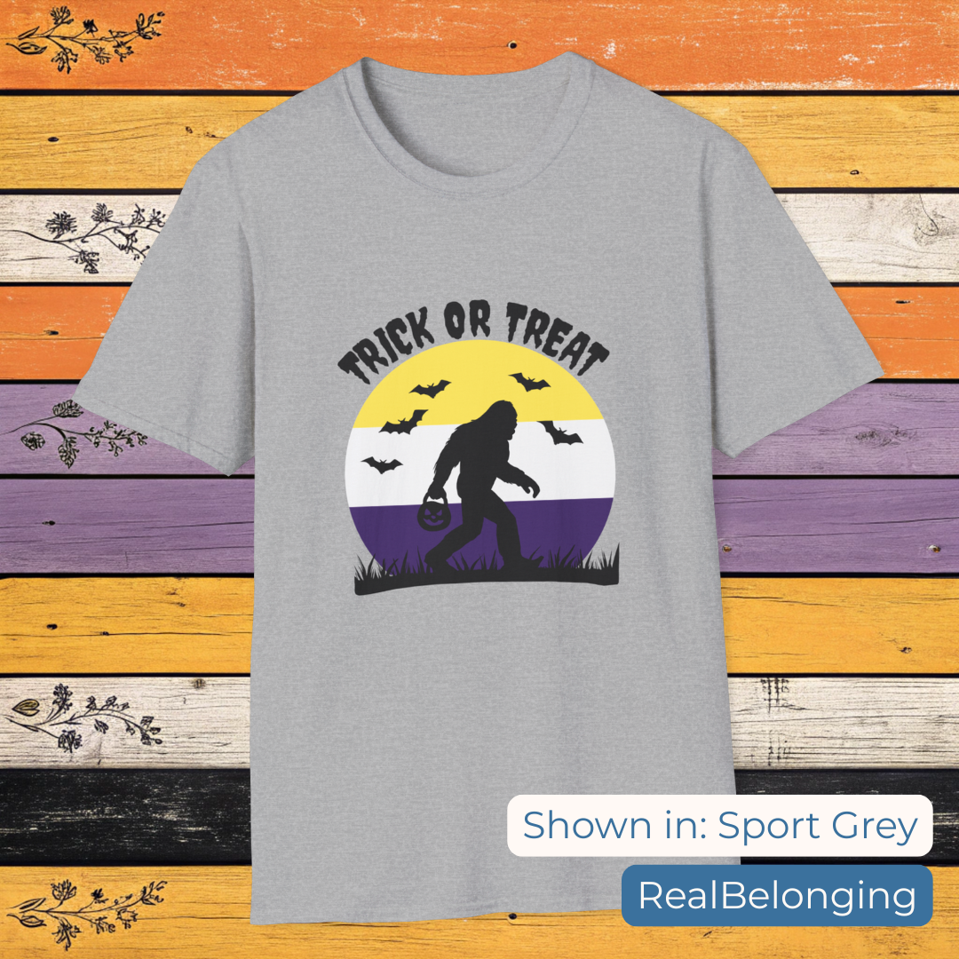 T-Shirt Sport Grey / S Trick or Treat Non-Binary Sasquatch Halloween Shirt