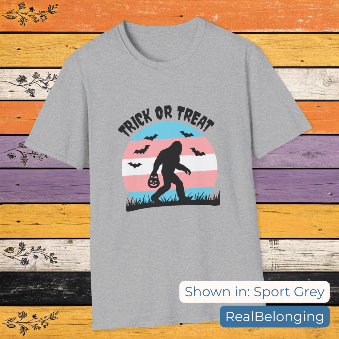 T-Shirt Sport Grey / S Trick or Treat Transgender Sasquatch Halloween Shirt