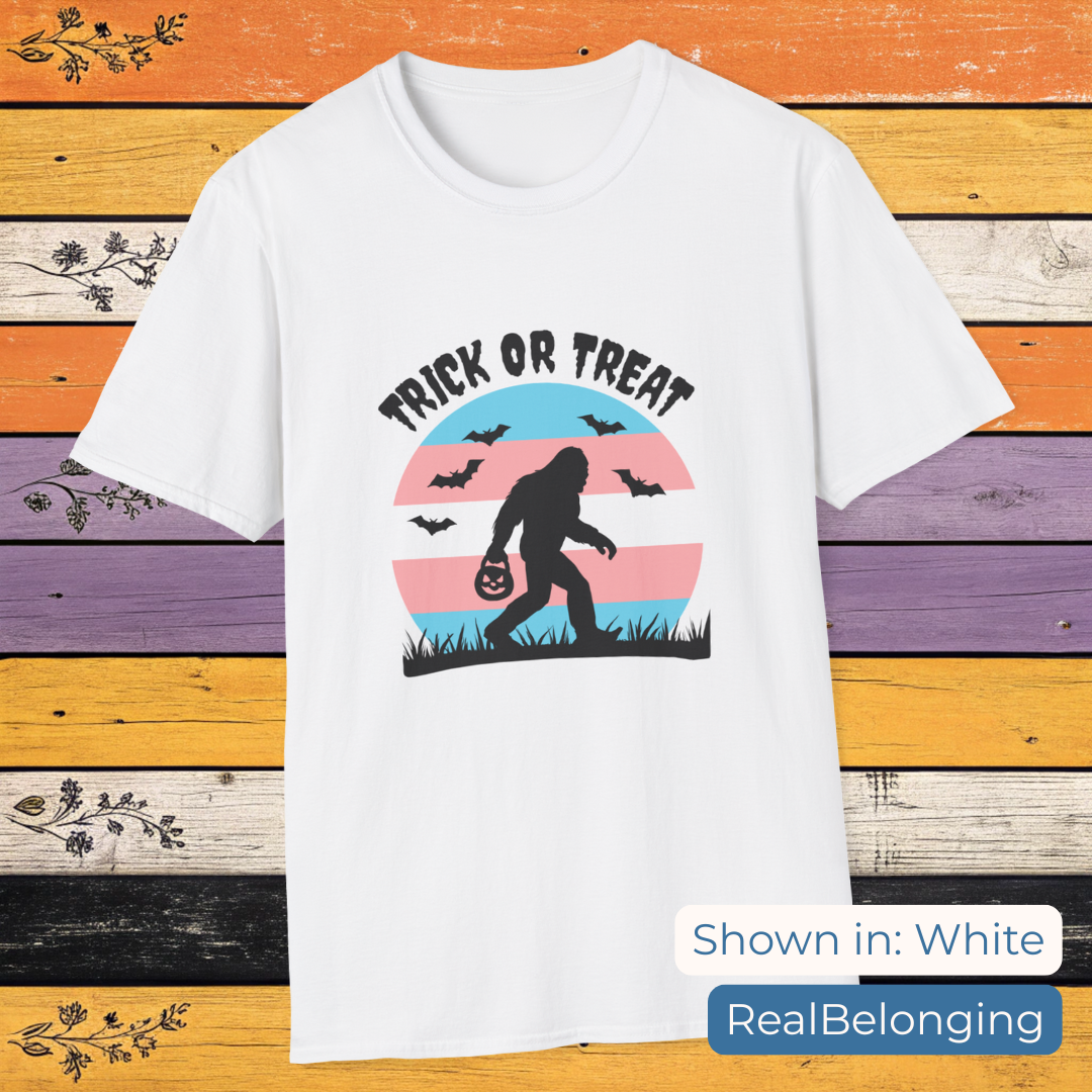 T-Shirt White / S Trick or Treat Transgender Sasquatch Halloween Shirt