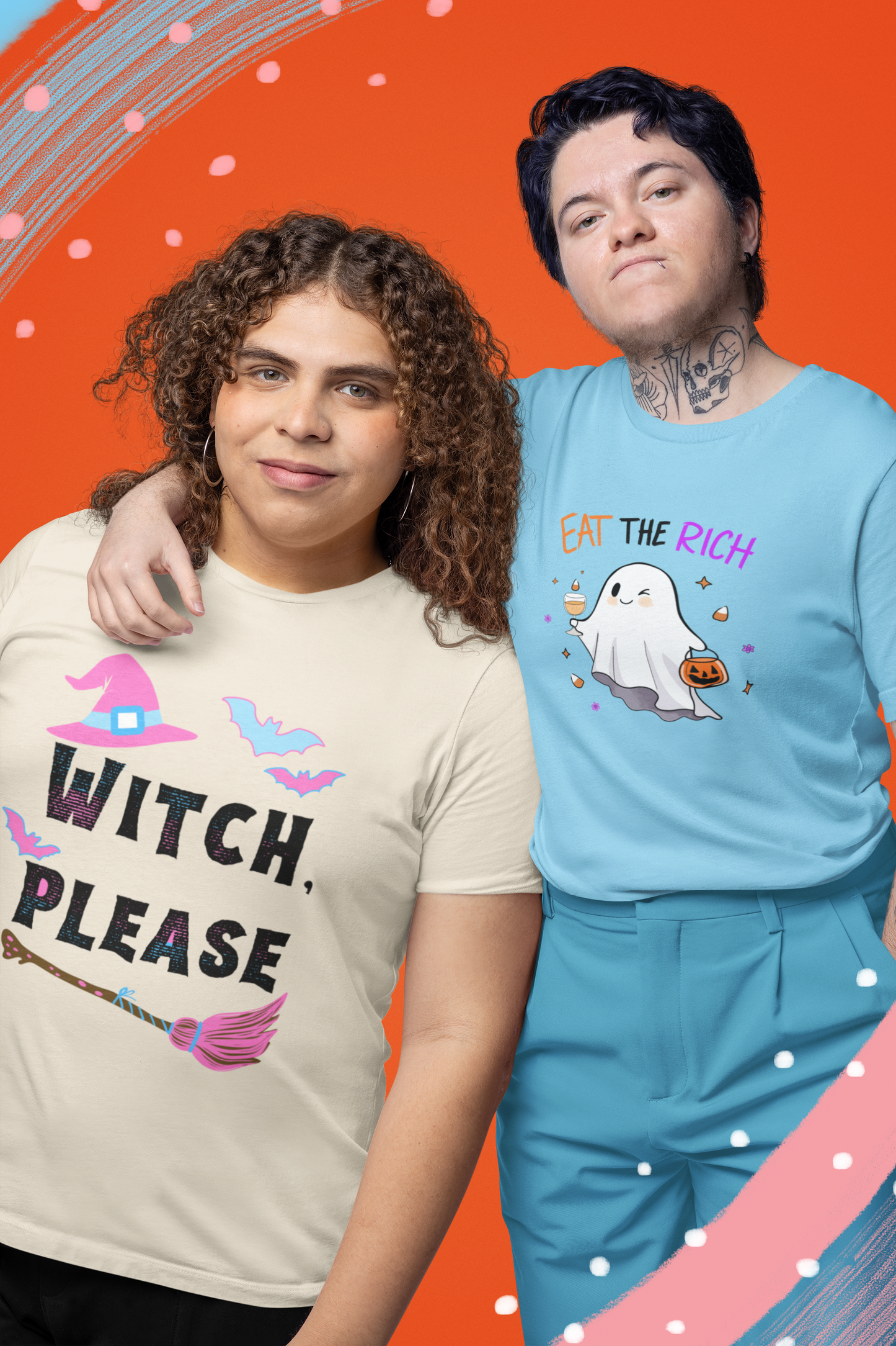 T-Shirt Witch Please Pink & Blue Halloween T-shirt