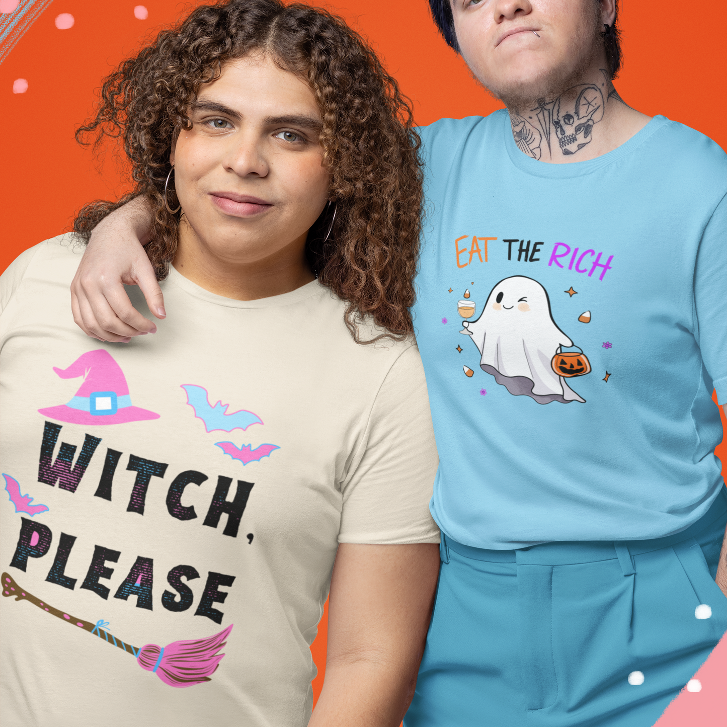 T-Shirt Witch Please Pink & Blue Halloween T-shirt