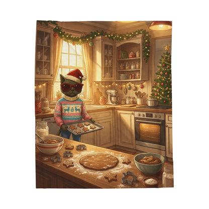 Santa Claws Cookie Cutter Cat | Velveteen Plush Blanket Throw