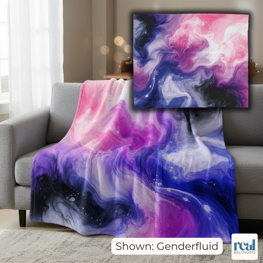 Genderfluid Watercolor Marble Swirl Blanket