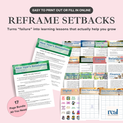 New Year's Resolution BINGO Toolkit solves resolution fatigue by design | Canva Template - Editable, Instant Download